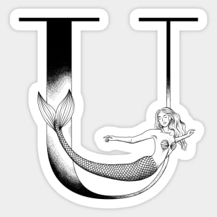 Mermaid Monogram U Sticker